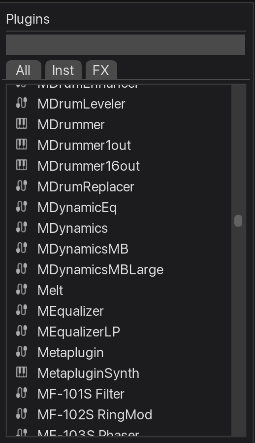 Plugin browser panel