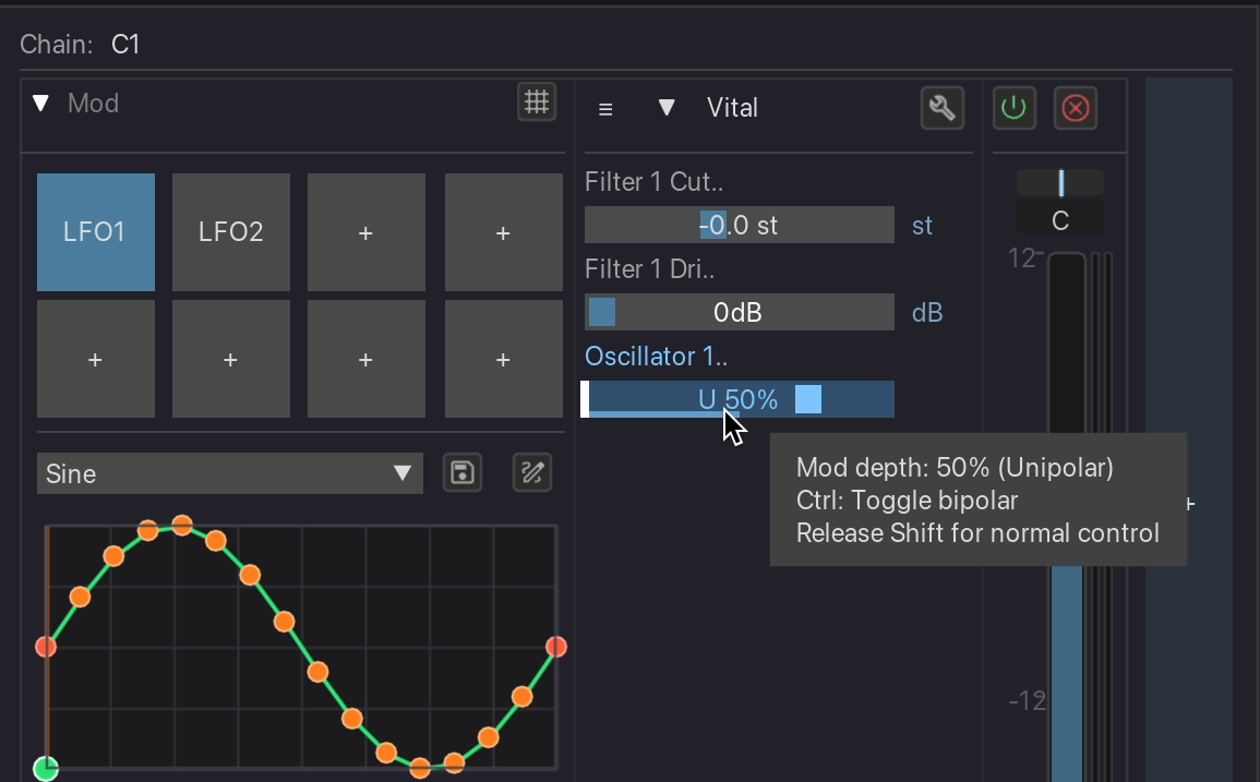Parameter link context menu