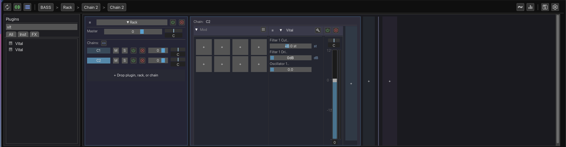 A rack with multiple chains