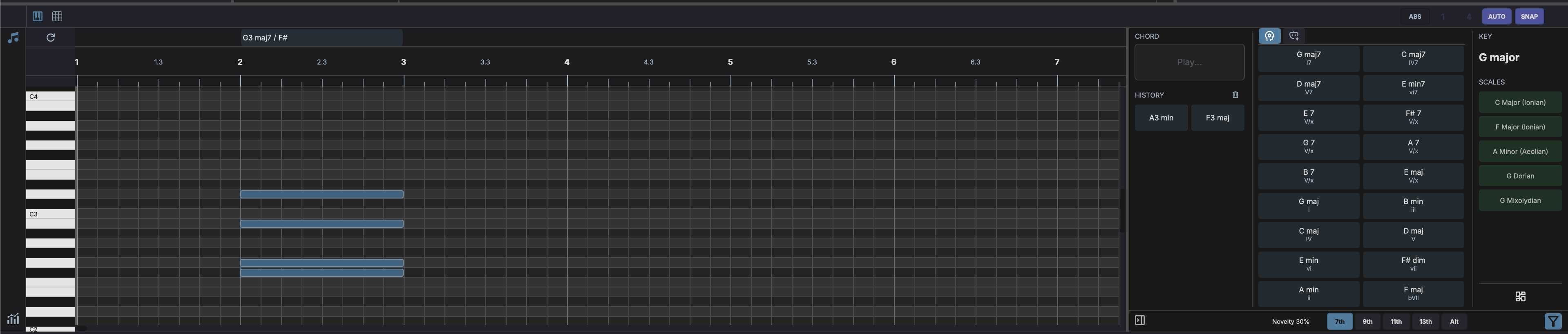 Chord Timeline in Piano Roll