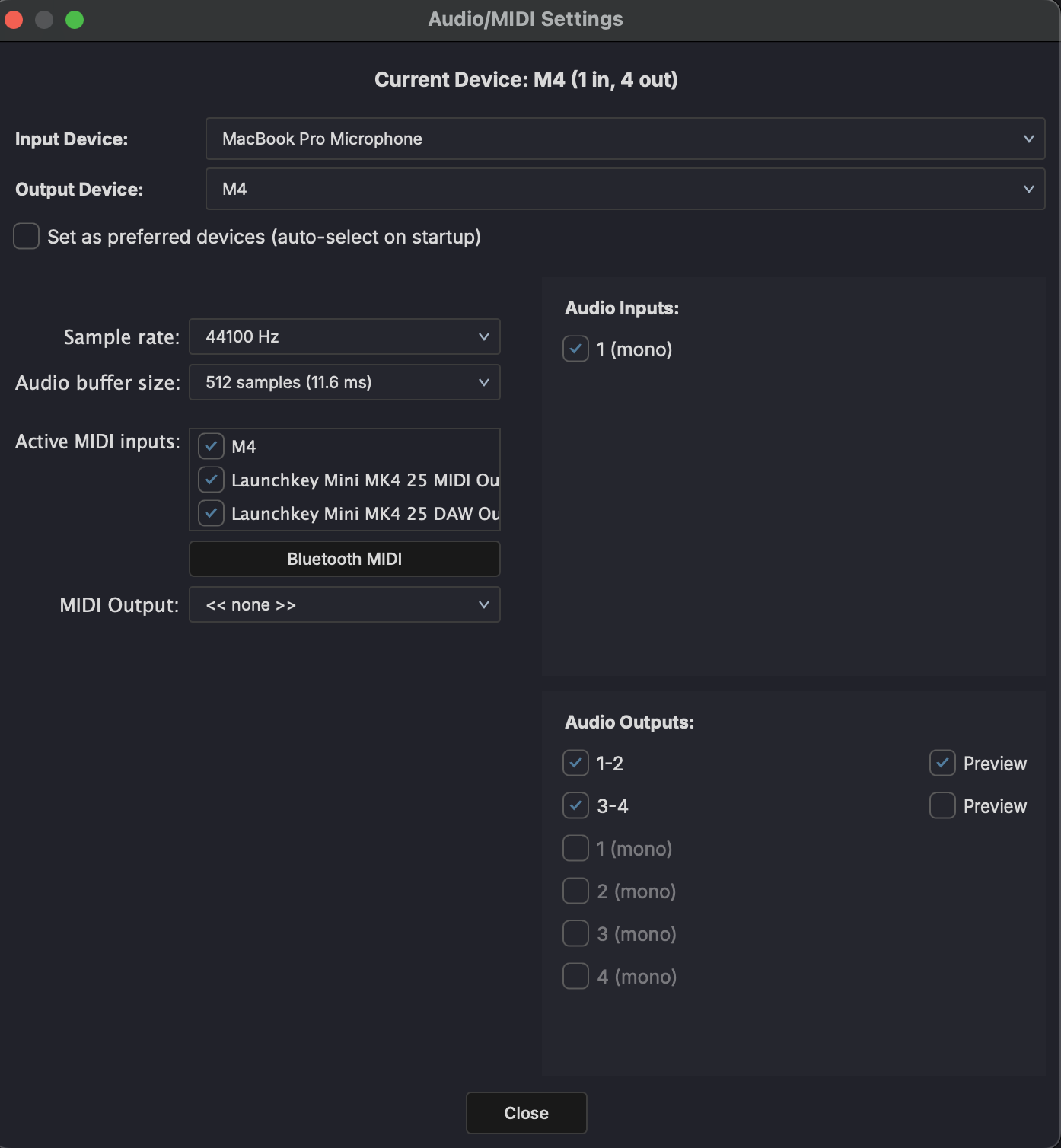 Audio/MIDI Settings