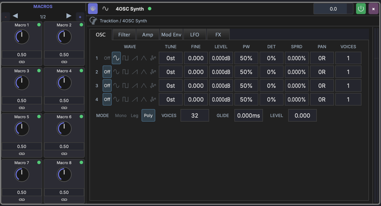 Macro panel with green automap dots