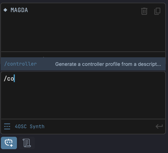 /controller autocomplete in the AI panel