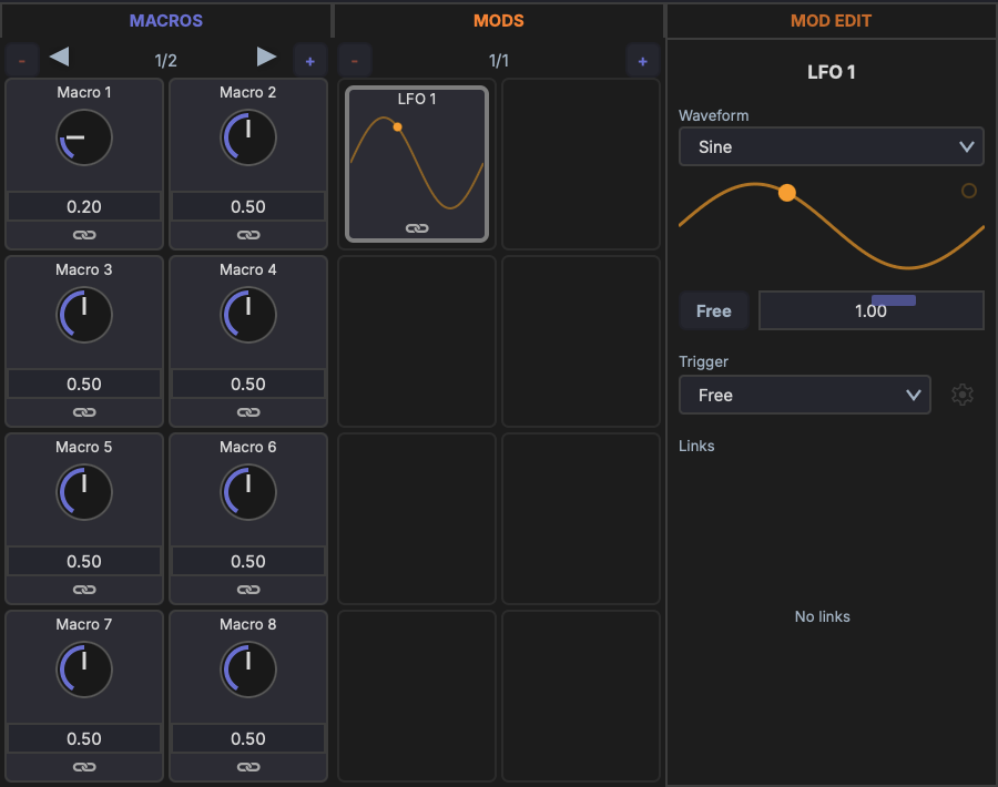 Macro 1 mapped to LFO 1 Rate