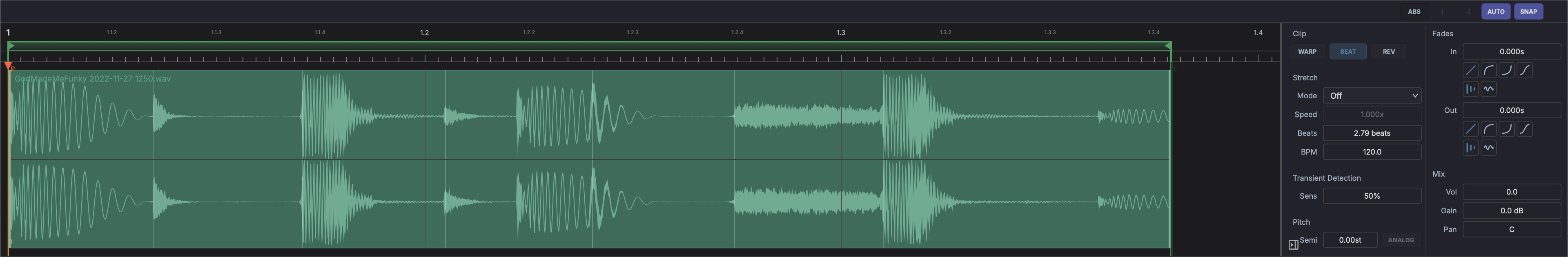 Waveform Editor with Clip Properties